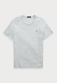 Ljusgrå kortärmad t-shirt med rund halsringning och liten broderad Polo Ralph Lauren-logotyp på vänster bröst.