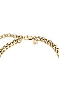 Goudkleurige metalen kettingarmband met grote, ronde schakels, voorzien van een karabijnsluiting en een klein label met het "ROSEFIELD" merk.