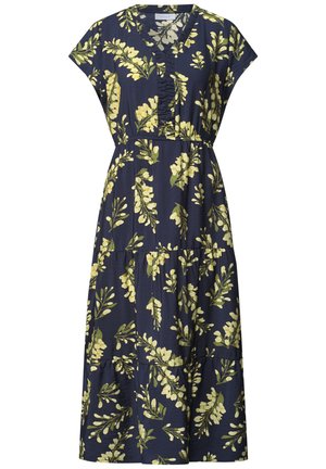 Street One Studio, MIDI DRESS WITH V-NECK AND RUFFLES - Robe de jour - maritime blue