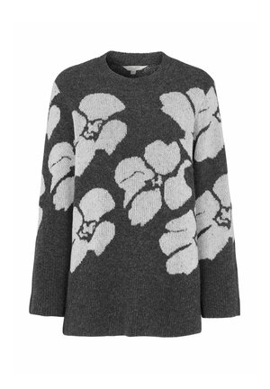 Cellbes of Sweden, FLORAL, JACQUARD-KNIT SWEATER - Striktrøje - grey melange patterned