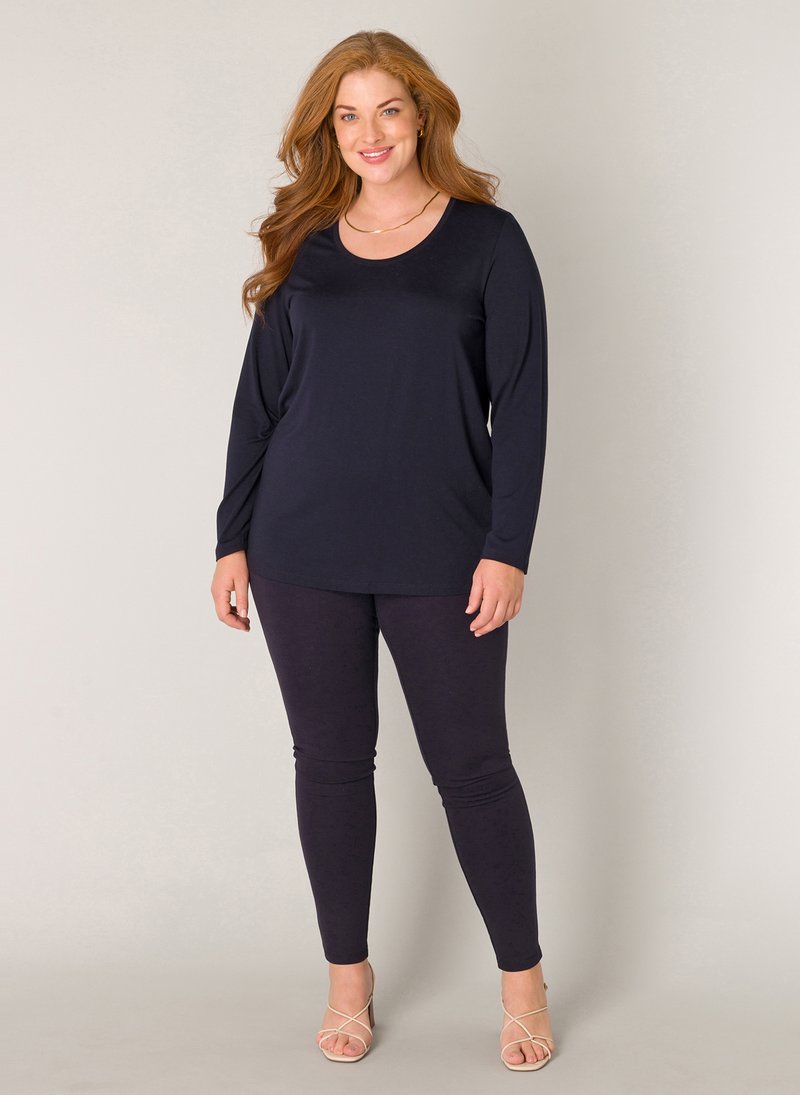 BASE LEVEL CURVY - ASO - Long sleeved top - dark blue, Enlarge