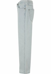 Heledad sinised denim püksid sirge lõikega, kaks eesmist taskut, kaks tagumist taskut ja kontrastsed õmblused.