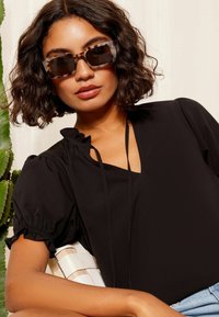 Friends Like These SHORT SLEEVE TIE NECK - REGULAR FIT - Camicetta - black
