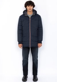 Schott REVERSIBLE LONG PUFFER - Vinterfrakke - marine anthracite