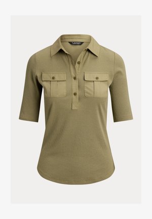 Lauren Ralph Lauren Petite, RIB-KNIT ELBOW-SLEEVE COLLARED TOP - Πόλο - light agave