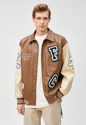 EMBROIDERED  - Chaqueta de cuero sintético - brown