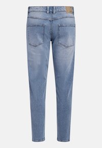 Φωτεινά γαλάζια τζιν από denim με ίσια γραμμή, σχεδιασμό με  πέντε τσέπες, διακριτική ξεθώριαση και δερμάτινο λογότυπο στο πίσω μέρος. Κανονική μέση με θηλιές για ζώνη.