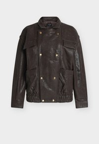OVERSIZED LEATHER JACKET - Veste en cuir - chocolate