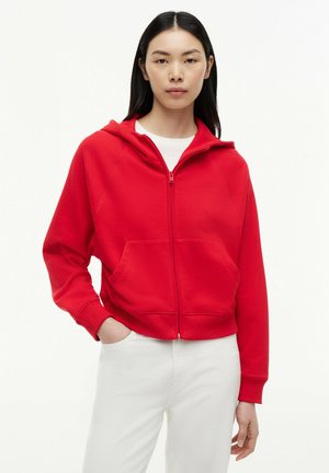 Tommy Jeans TJW BXY S FLAG ZIP THRU HOODIE - Sweater met rits - amaryllis red