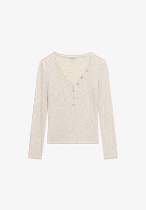 Guess, STRICKRIPPENOBERTEIL - T-shirt à manches longues - beige