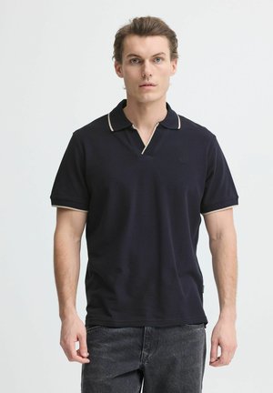 Blend, KURZARM POLOSHIRT EINFARBIG V-AUSSCHNITT POLOKRAGEN  - Poloshirt - blau