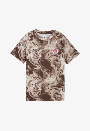 FC ST. PAULI AUFWÄRM - Marškinėliai su spaudiniu - espresso brown white