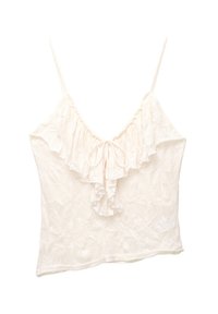ASYMMETRIC STRAPPY WITH RUFFLE - Top - beige