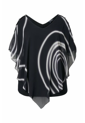 Ulla Popken COLD SHOULDER RIPPLE LAYERED - Print T-shirt - black