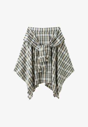 Stradivarius, PRINTED SHIRT-SLEEVE DETAIL MIDI SKIRT - A-snit nederdel - khaki