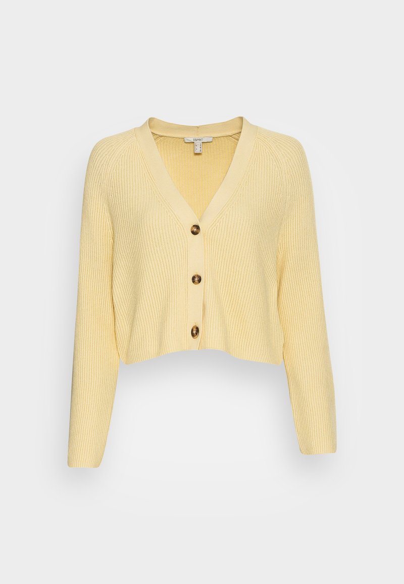 Esprit CORE CROP Cardigan pastel yellow/light yellow Zalando.co.uk