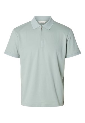 Selected, SLHFAVE ZIP - Polo - aqua gray