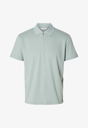 Selected, SLHFAVE ZIP - Polo - aqua gray