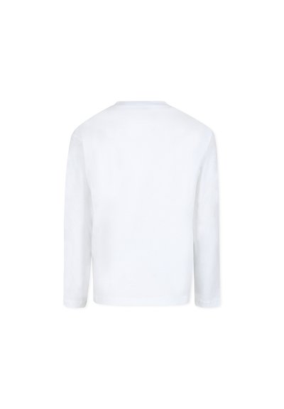 Witte longsleeve t-shirt van katoen, met een klassieke ronde hals en een gladde textuur, zonder zichtbare logo's of patronen.
