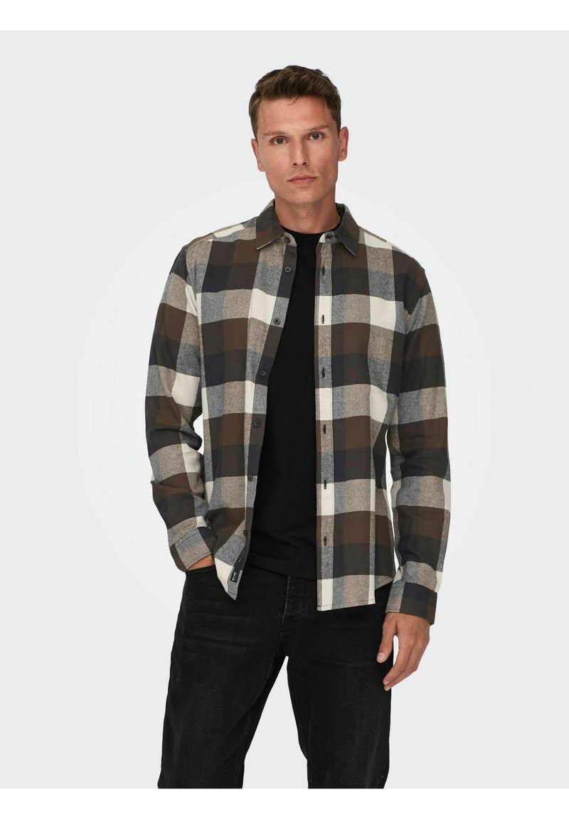 Only & Sons ONSGUDMUND LIFE CHECK SHIRT - Overhemd - hot fudge