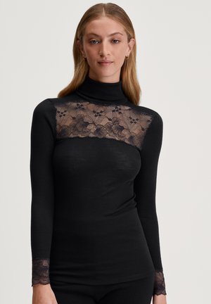 GLAM LANGARM-MIT ROLLKRAGEN - Nachtwäsche Shirt - black
