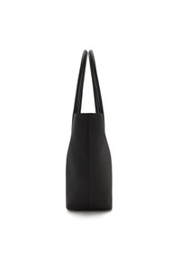 Schwarze Tragetasche aus strukturiertem Leder mit zwei langen Griffen und taillierter Silhouette. Minimalistisches Design ohne sichtbare Beschläge.