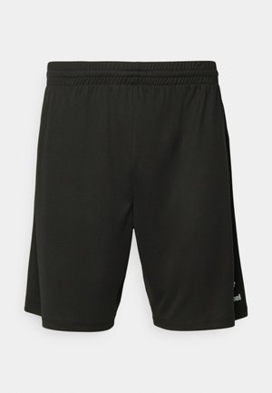 Zwarte sportshorts van lichtgewicht stof, met een elastische tailleband en platte naden. Bevat een subtiele logo-detail aan de zoom.