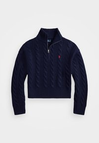 CABLE WOOL CASHMERE HALF ZIP SWEATER - Jumper - hunter navy