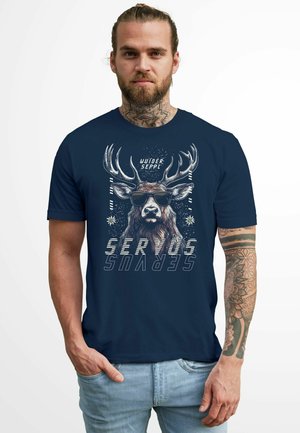Neverless, SERVUS HIRSCH TRACHTEN MODERN TECHNO STYLE FASHION STREETSTYLE - Print T-shirt - monochrome navy