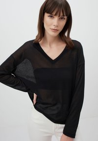 Jimmy Key V-NECK LONG SLEEVE STYLISH BASIC BLOUSE - Blouse - black
