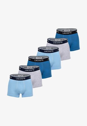 Set di sei boxer in diverse tonalità di blu e grigio. Tessuto morbido, vita elastica con il logo Lacoste. Design semplice.