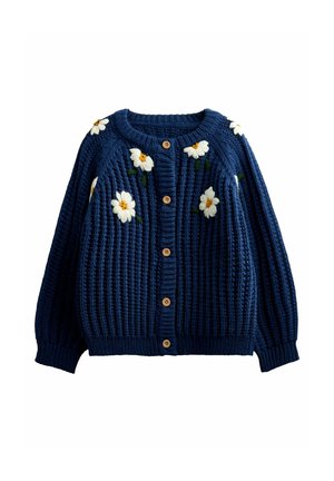 JoJo Maman Bébé, EMBROIDERED RIB KNIT CARDIGAN - Kardiganas - mid blue floral