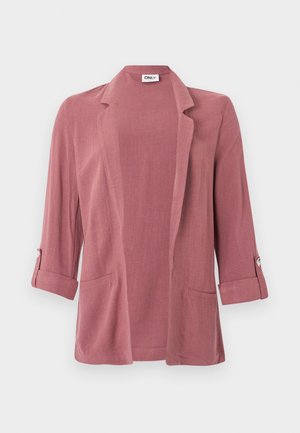 Ανοιχτό μπλέιζερ σε χρώμα σκουριασμένο ρόδο με γιακά με εγκοπές, μανίκια 3/4 με κουμπωτές λωρίδες και δύο εμπρόσθιες τσέπες τύπου patch.