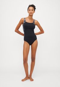 Speedo WOMENS SHAPING LUNALUSTRE PRINTED PIECE - Fürdőruha - black/oxid grey/white
