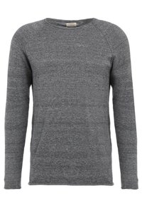 Långärmad tröja med rund hals i heather grey stickad tyg med slim fit och ribbade ärmslut.