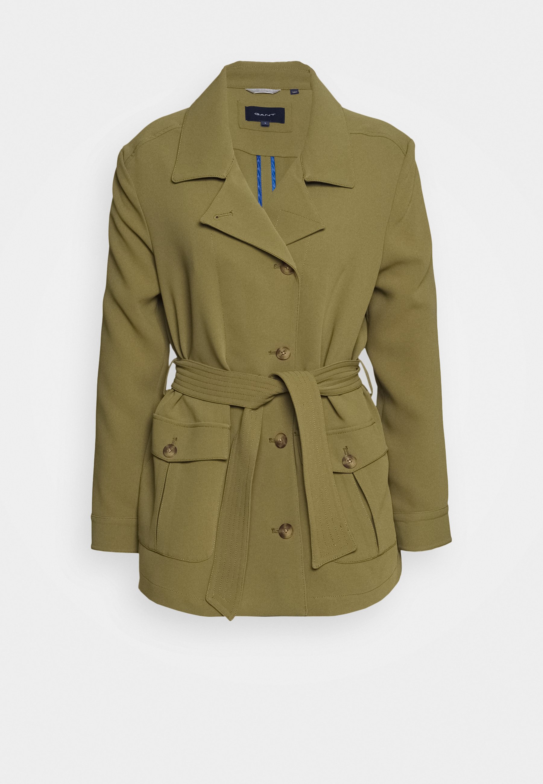 GANT FLUID BELTED JACKET Trenchcoat olive green Benetton Long Fluid Trench Coat Damen Mantel Blazer Schwarz