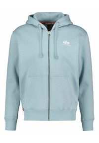 Alpha Industries - BASIC HOODY  - Sweater met rits - blau grau Miniatuurafbeelding 1