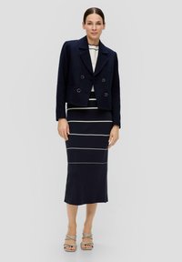 s.Oliver BLACK LABEL GESTREIFTER - Jupe crayon - navy