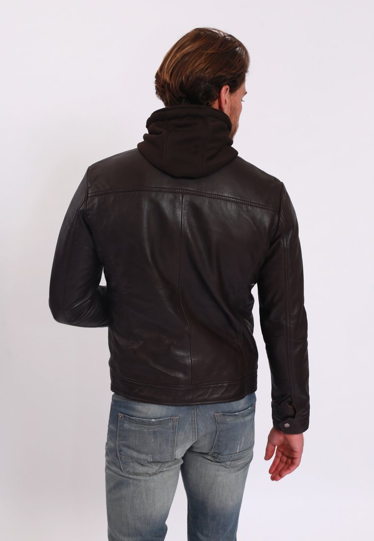 Lee Cooper BERNEZ - Chaqueta de cuero - brown/marrón - Zalando.es