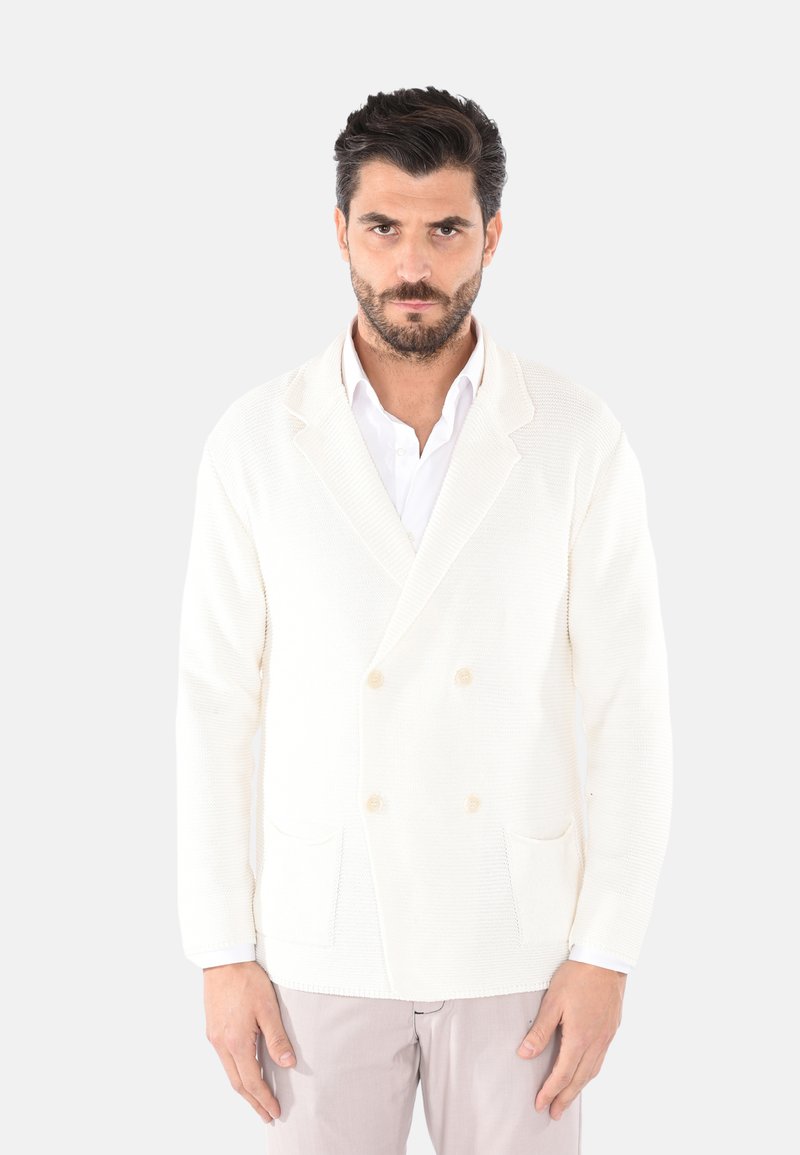 Ciabalù Cardigan Uomo Doppiopetto Invernale – Giacca In Maglia Slim Fit, Made In Italy, 100% Acrilico, Colori Nero, Blu, Beige, Fango, Bianco - 2