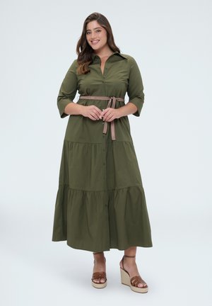 Fiorella Rubino, VESTITO CHEMISIER POWER. - Maxikleid - verde militare