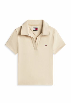 Tommy Jeans, SLIM FIT RIBBED POLO SHIRT - Polo - white clay
