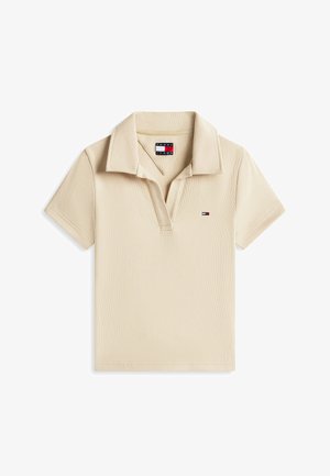 Tommy Jeans, SLIM FIT RIBBED POLO SHIRT - Polo - white clay