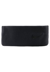 Bandeau de sport en tricot noir avec une finition texturée et un petit logo Nike noir brodé sur l'avant.