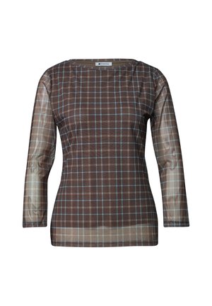 Street One, 3/4-ARM SHIRT AUS MESH MIT PRINT - Blouse - silk brown