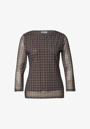 Street One, 3/4-ARM SHIRT AUS MESH MIT PRINT - Blouse - silk brown