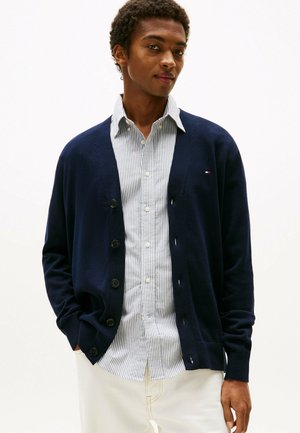 FLAG EMBROIDERY V-NECK - Cardigan - navy blue