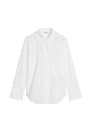 Marc O'Polo, BLOUSE, LONG SHIRT, BUTTONED SLITS, HIGH CUFFS, LONG SLEEVE, SOLID - Overhemdblouse - white
