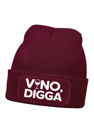 MIT SPRUCH AUFDRUCK LUSTIG VINO DIGGA - Beanie - bordeauxrot