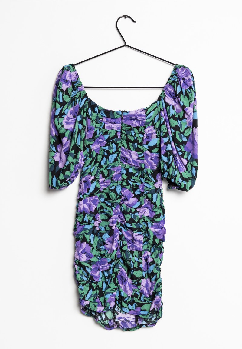 strapless open back dress BERSHKA. Short black dress with purple flowers – Hibuy market main image 0